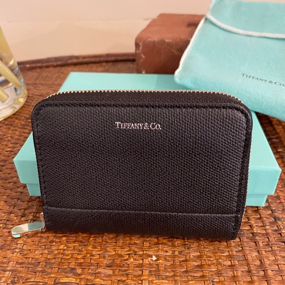 Tiffany & Co. Accessories - NEW Tiffany & Co. Black Zip Card Wallet with Tiffany Blue Enamel Inlay Zipper